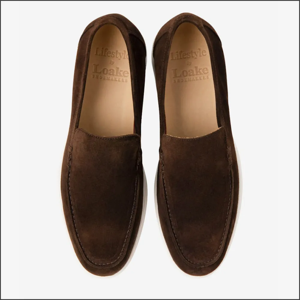 Loake Tuscany Chocolate Brown Suede Loafer--