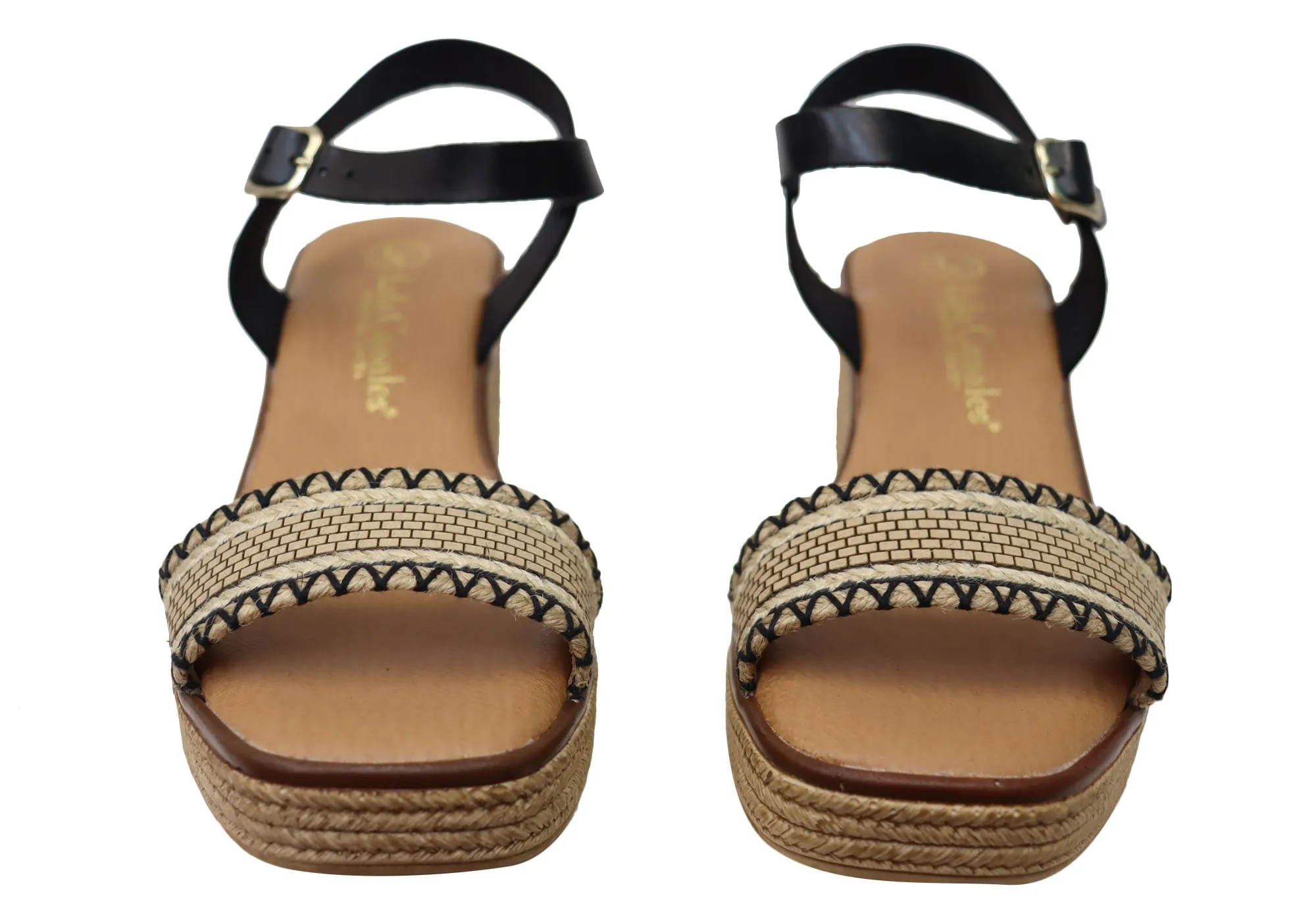 Lola Canales Pambula Womens Spanish Leather Wedge Sandals