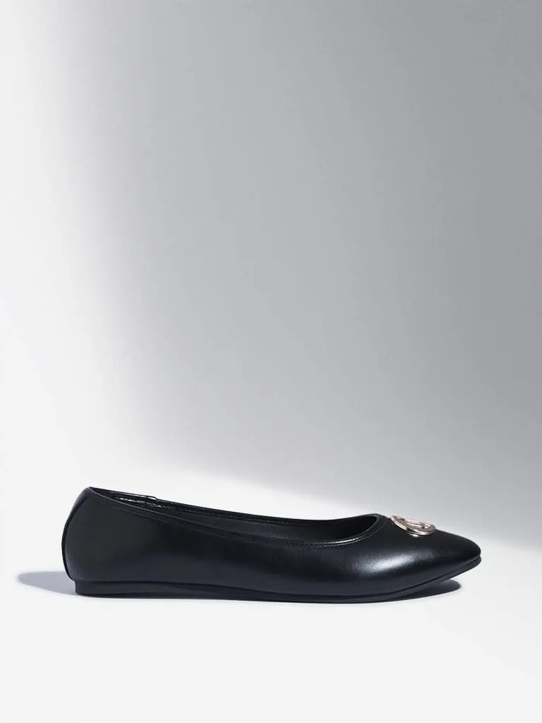 LUNA BLU Black Hardware-Detailed Ballerina