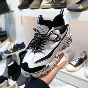 LUXE SEVEN DESIGN CHUNKY TRAINERS IN BLACK AND WHITE