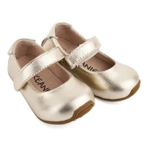 Mary-Jane Metallic Leather Shoes - Gold