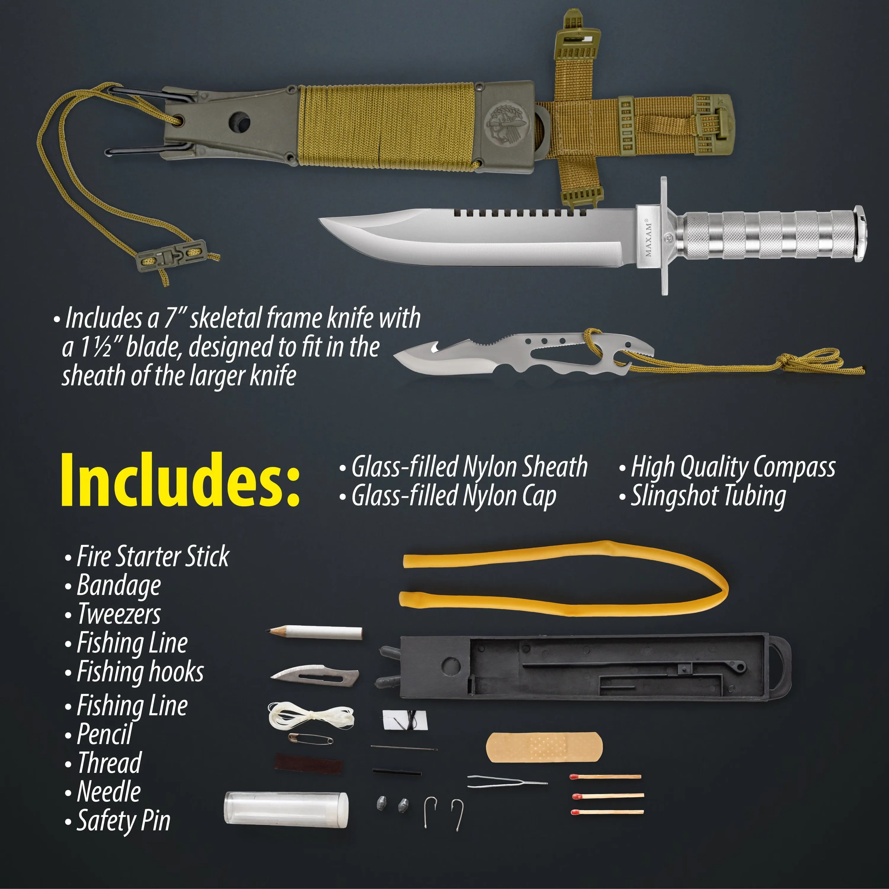 Maxam 12-Piece Survival Knife Set