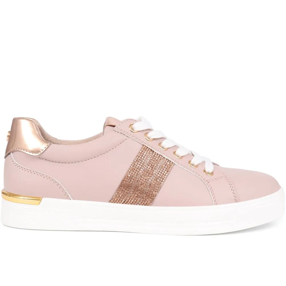 Metallic Accent Lace Up Trainers - BELWBINS39027 / 325 056