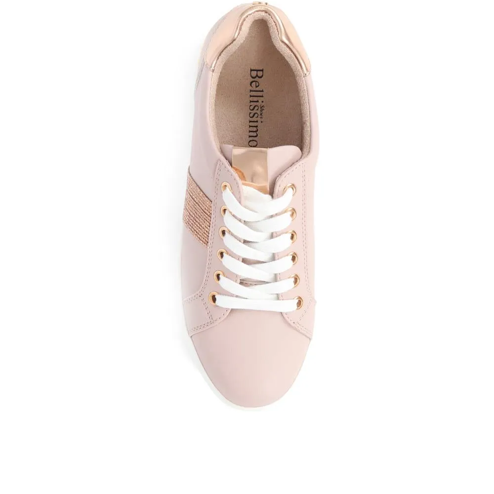 Metallic Accent Lace Up Trainers - BELWBINS39027 / 325 056