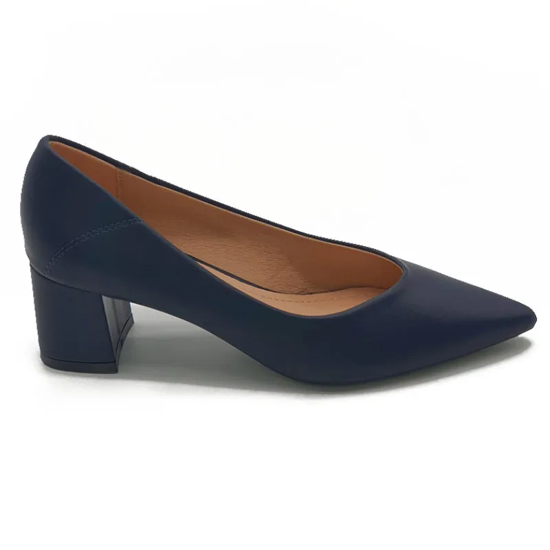 Mid Block Heels Pointed Court Shoes
