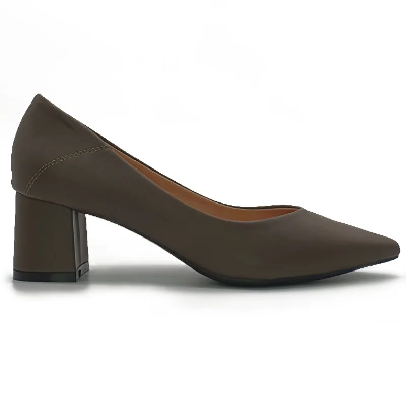 Mid Block Heels Pointed Court Shoes