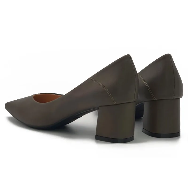 Mid Block Heels Pointed Court Shoes