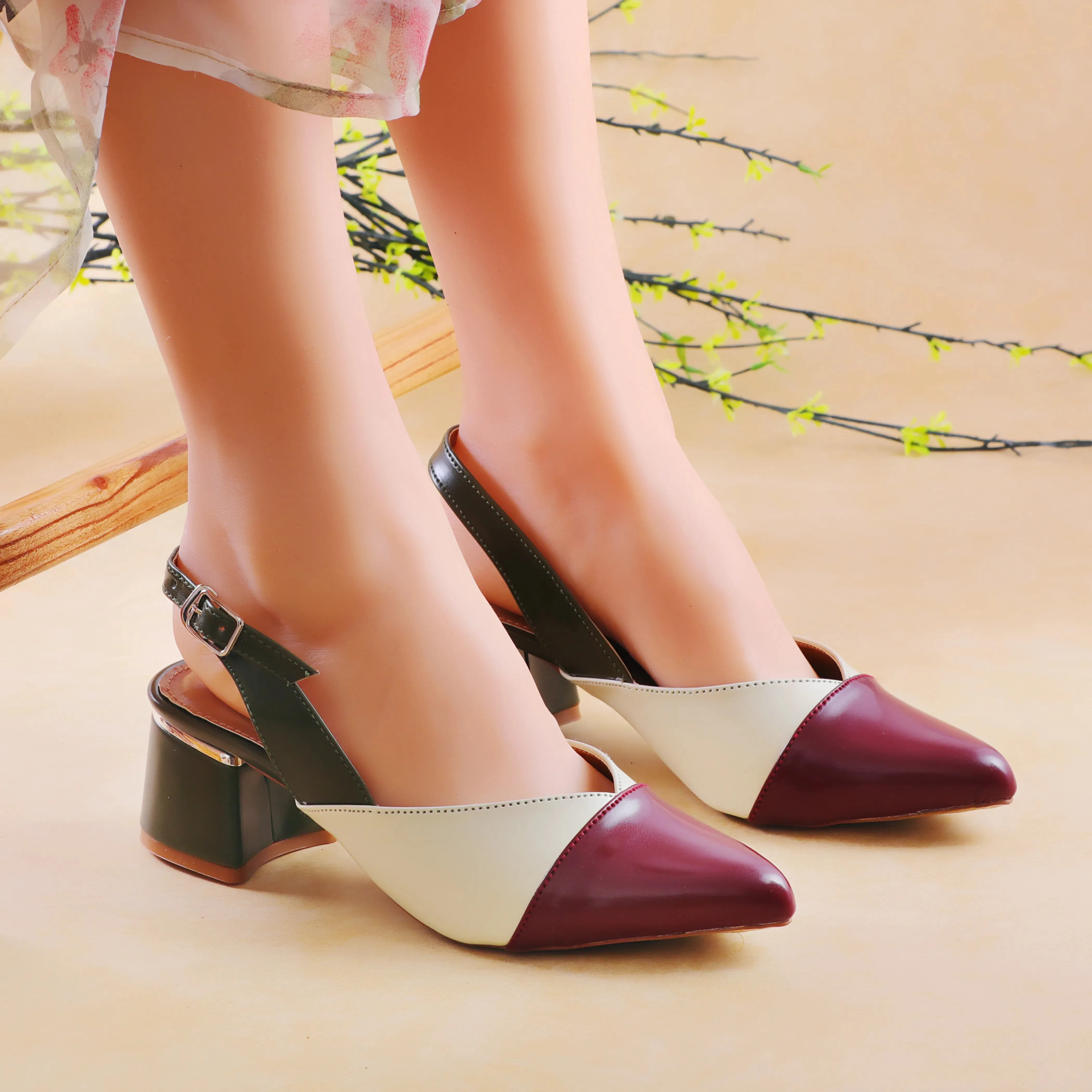 Milardo Maroon Slingback women pumps