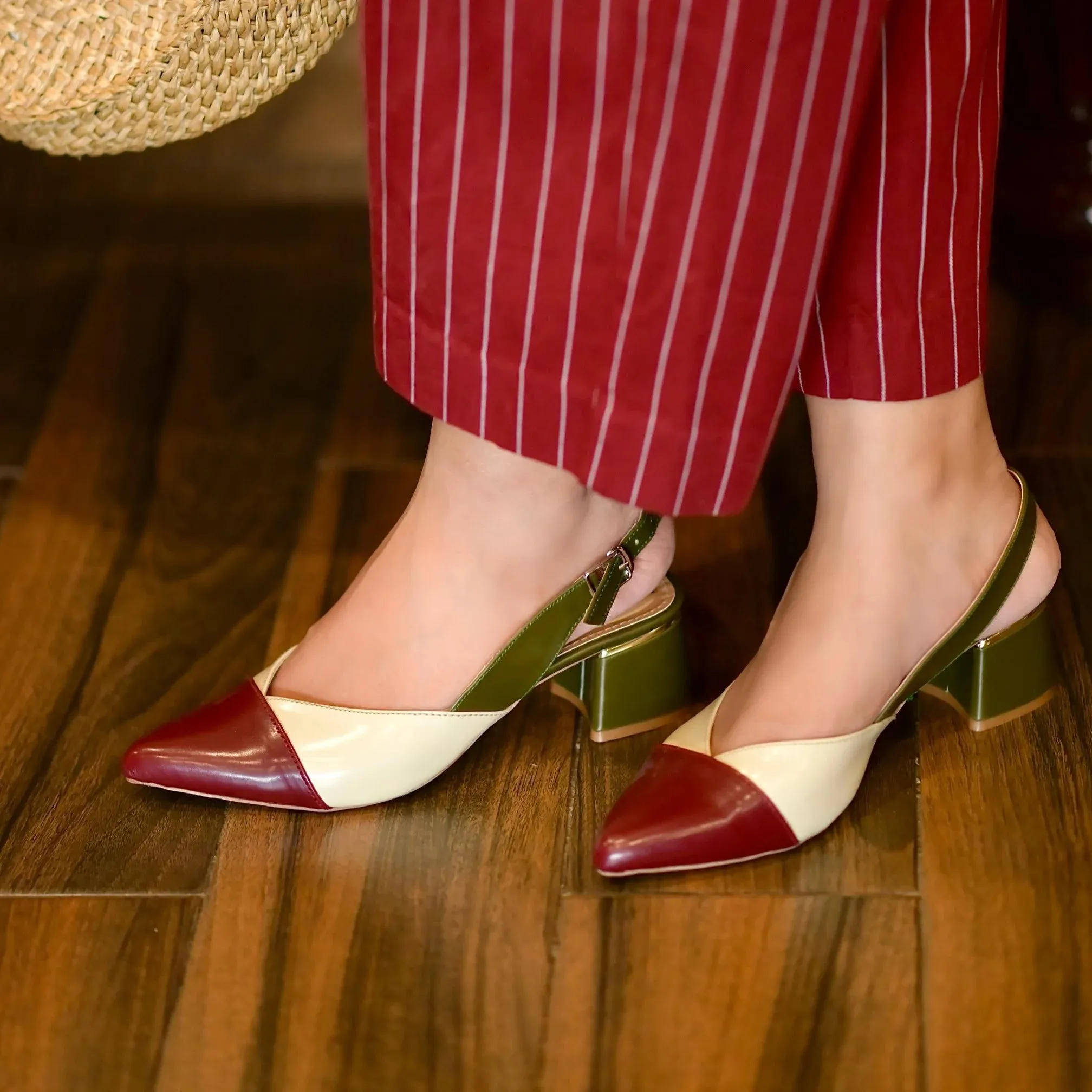 Milardo Maroon Slingback women pumps