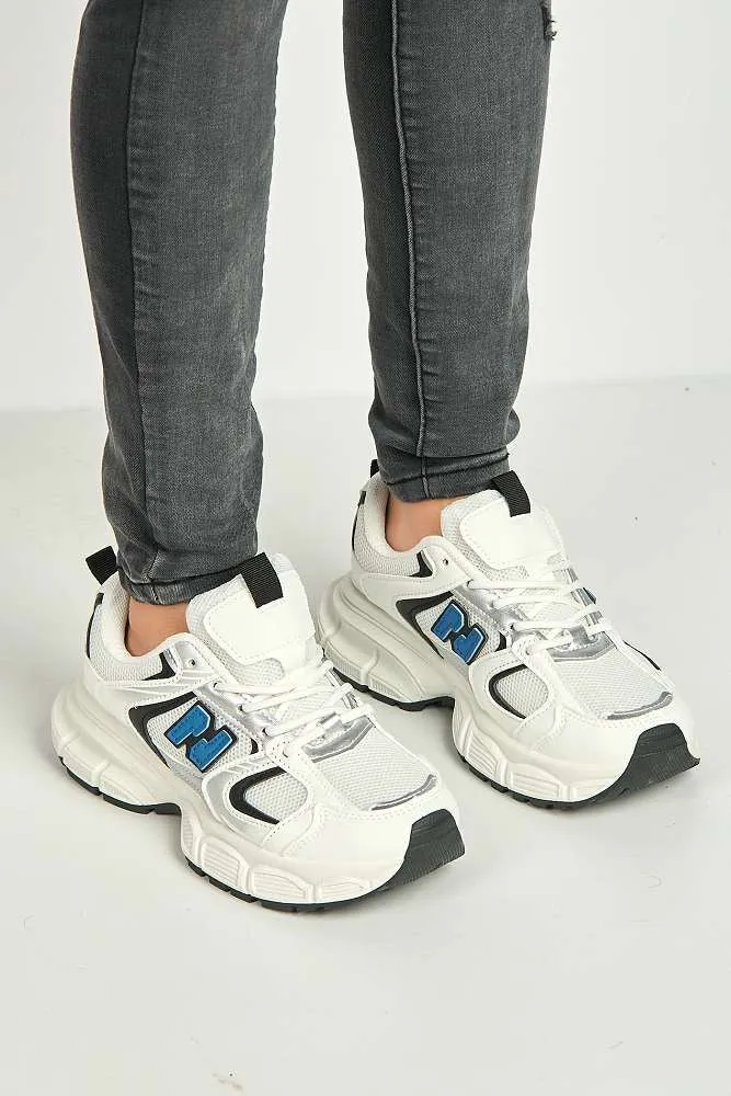 Nerva Stripe Panel N Lace Up Trainers in Navy
