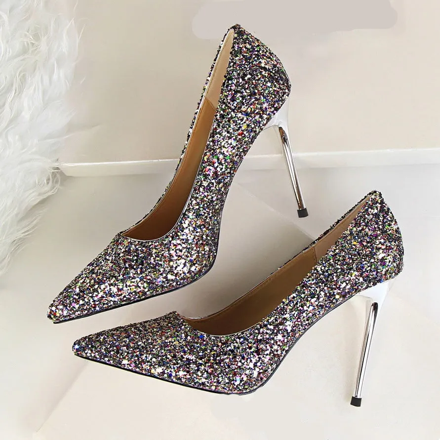 New Style Shiny Sequins Ladies Pumps Shoes