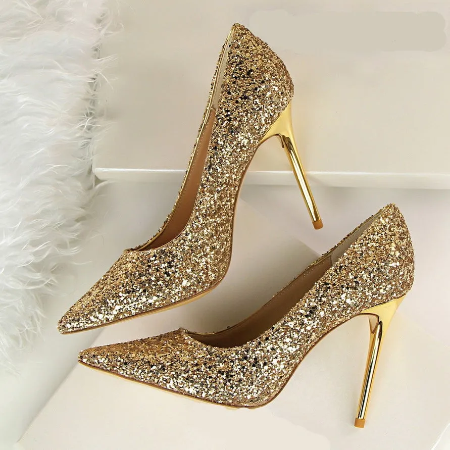 New Style Shiny Sequins Ladies Pumps Shoes