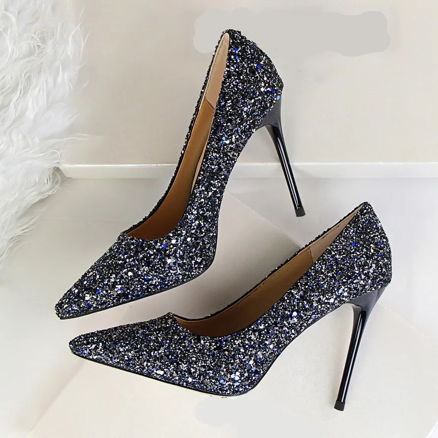 New Style Shiny Sequins Ladies Pumps Shoes