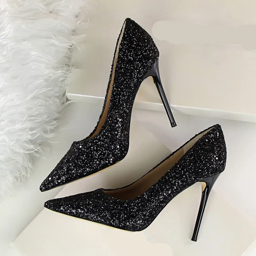 New Style Shiny Sequins Ladies Pumps Shoes