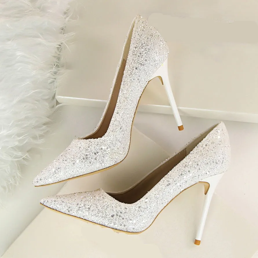 New Style Shiny Sequins Ladies Pumps Shoes