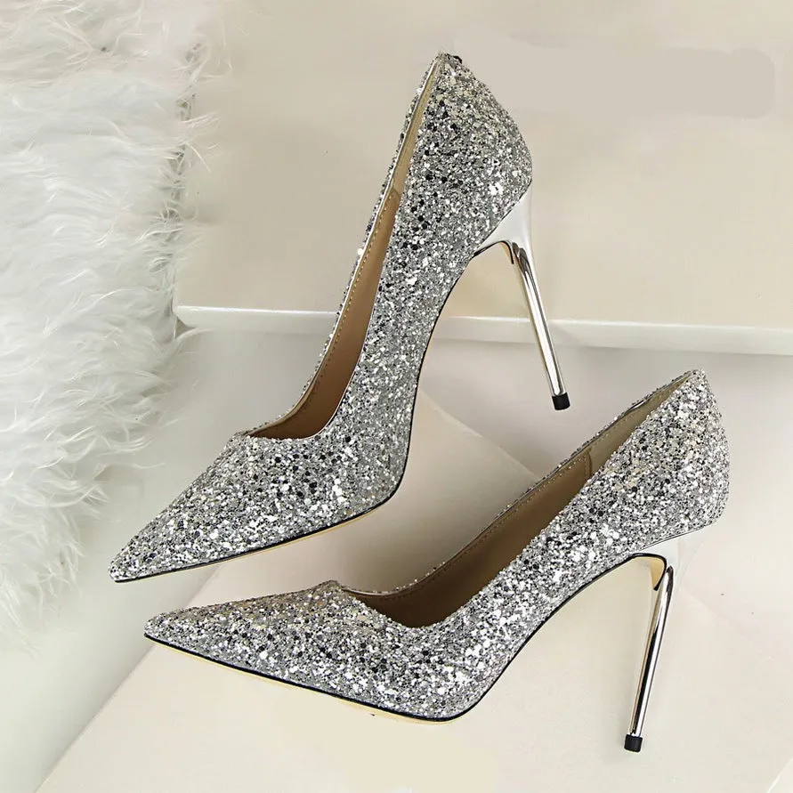 New Style Shiny Sequins Ladies Pumps Shoes