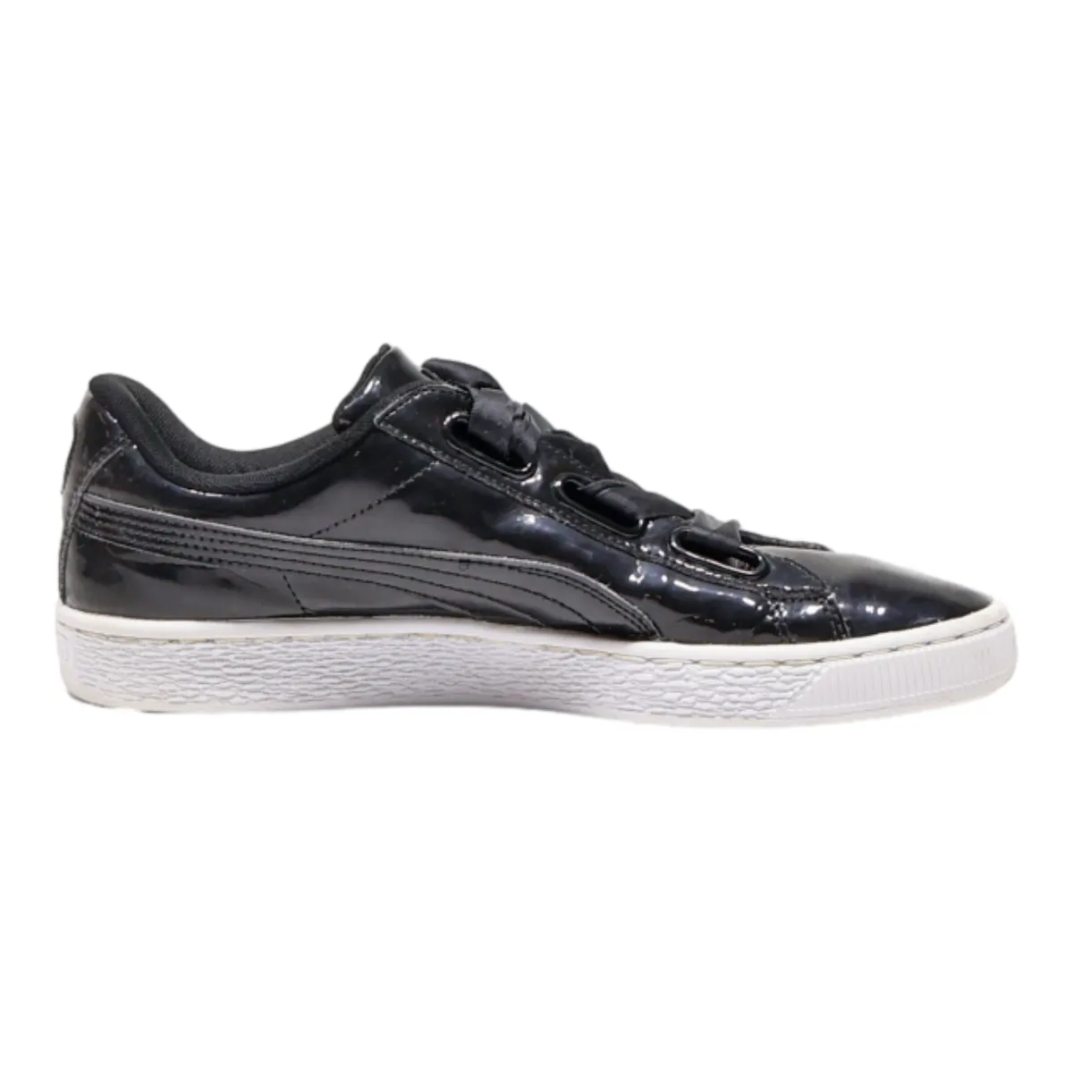PUMA Basket Low Top Trainers Black Leather Womens UK 6.5