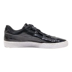 PUMA Basket Low Top Trainers Black Leather Womens UK 6.5