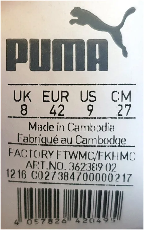 Puma Smash Knit Low Textile Trainers UK8/US9/EU42 362389 02 White/Grey/Black