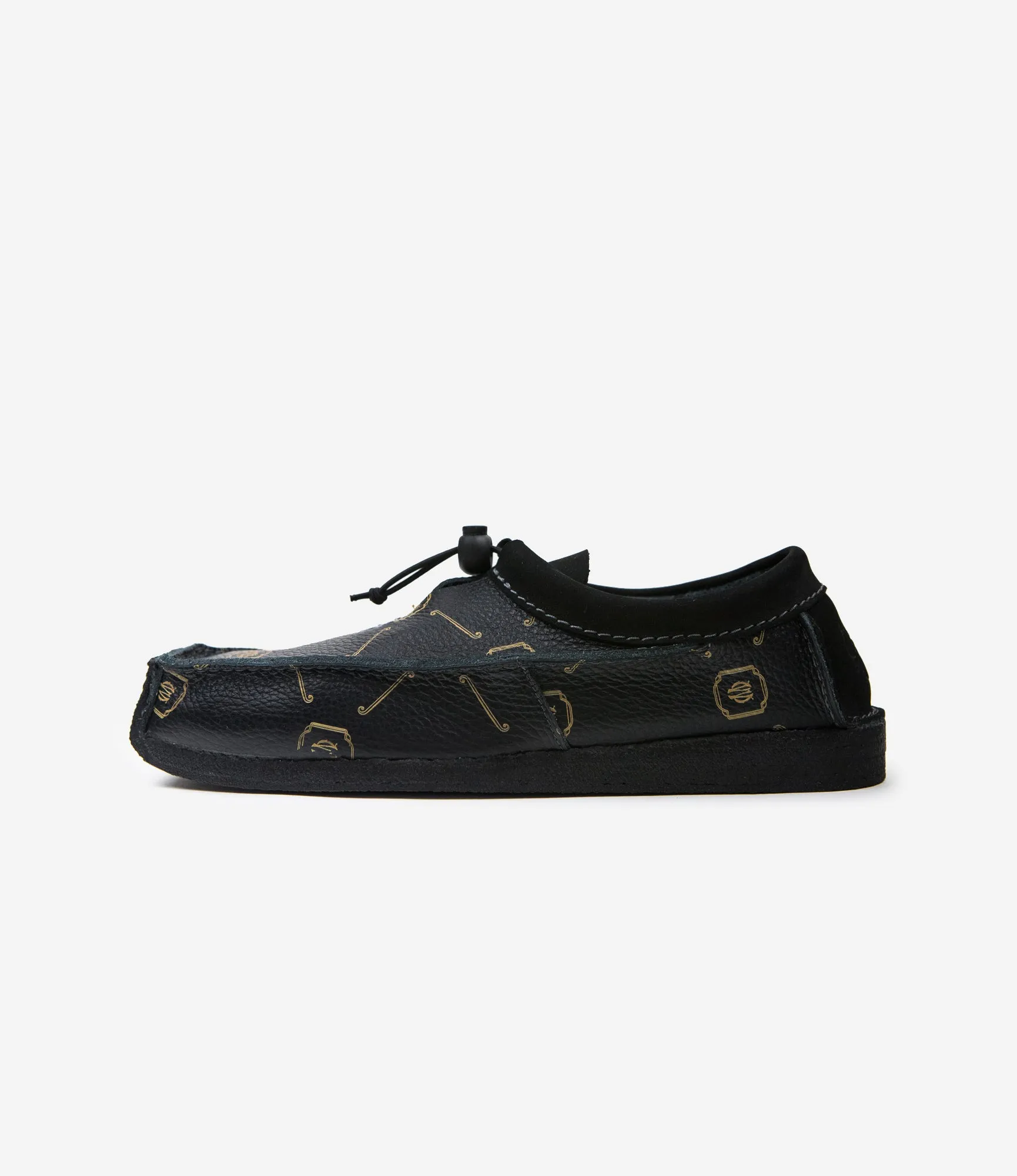QR Moccasin Low / Monogram - Black / Brass