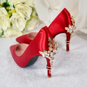 Red Satin with 'Cherry Blossom'