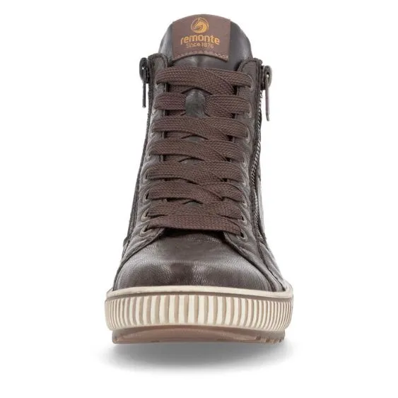 Remonte Dark Brown Leather High Top Trainer Shoe