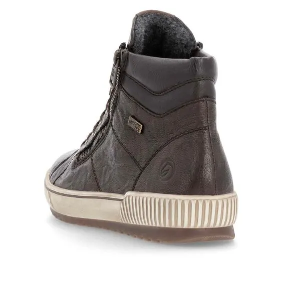 Remonte Dark Brown Leather High Top Trainer Shoe