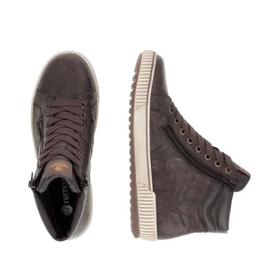 Remonte Dark Brown Leather High Top Trainer Shoe