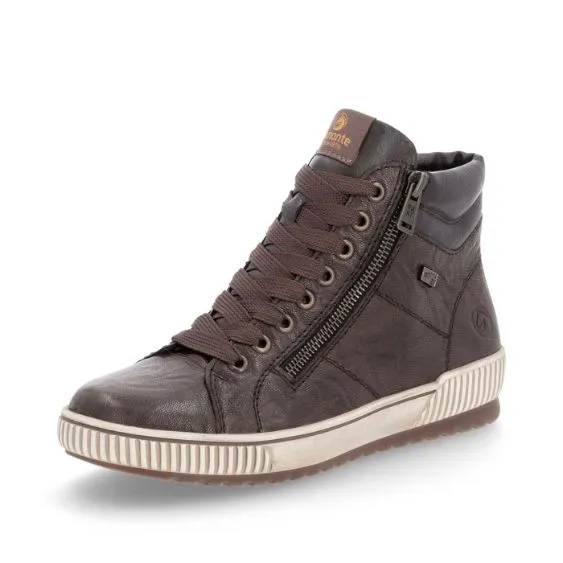 Remonte Dark Brown Leather High Top Trainer Shoe