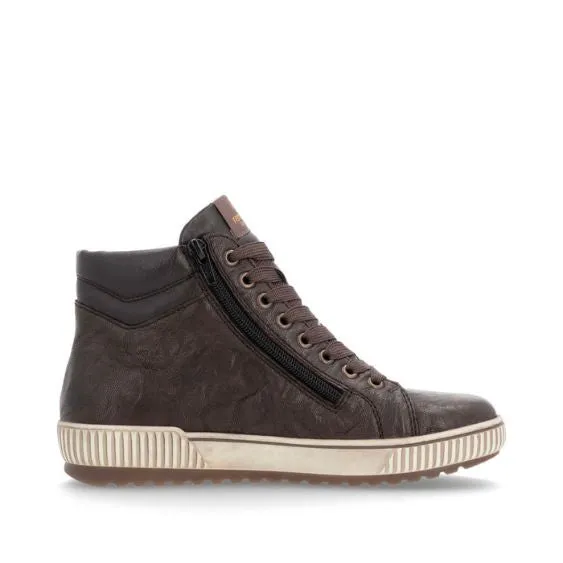 Remonte Dark Brown Leather High Top Trainer Shoe