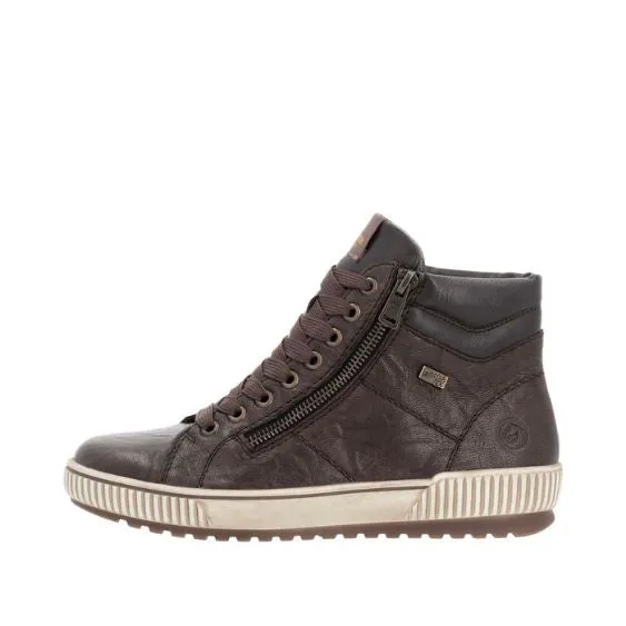Remonte Dark Brown Leather High Top Trainer Shoe
