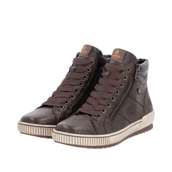 Remonte Dark Brown Leather High Top Trainer Shoe