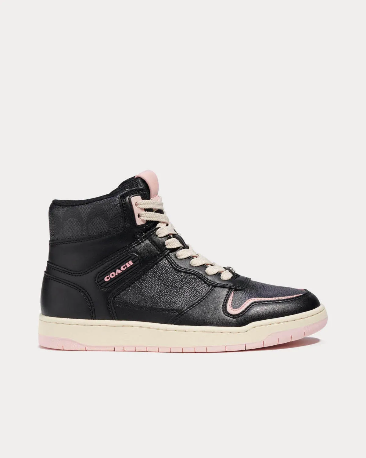Retro Signature Canvas & Leather Black High Top Sneakers