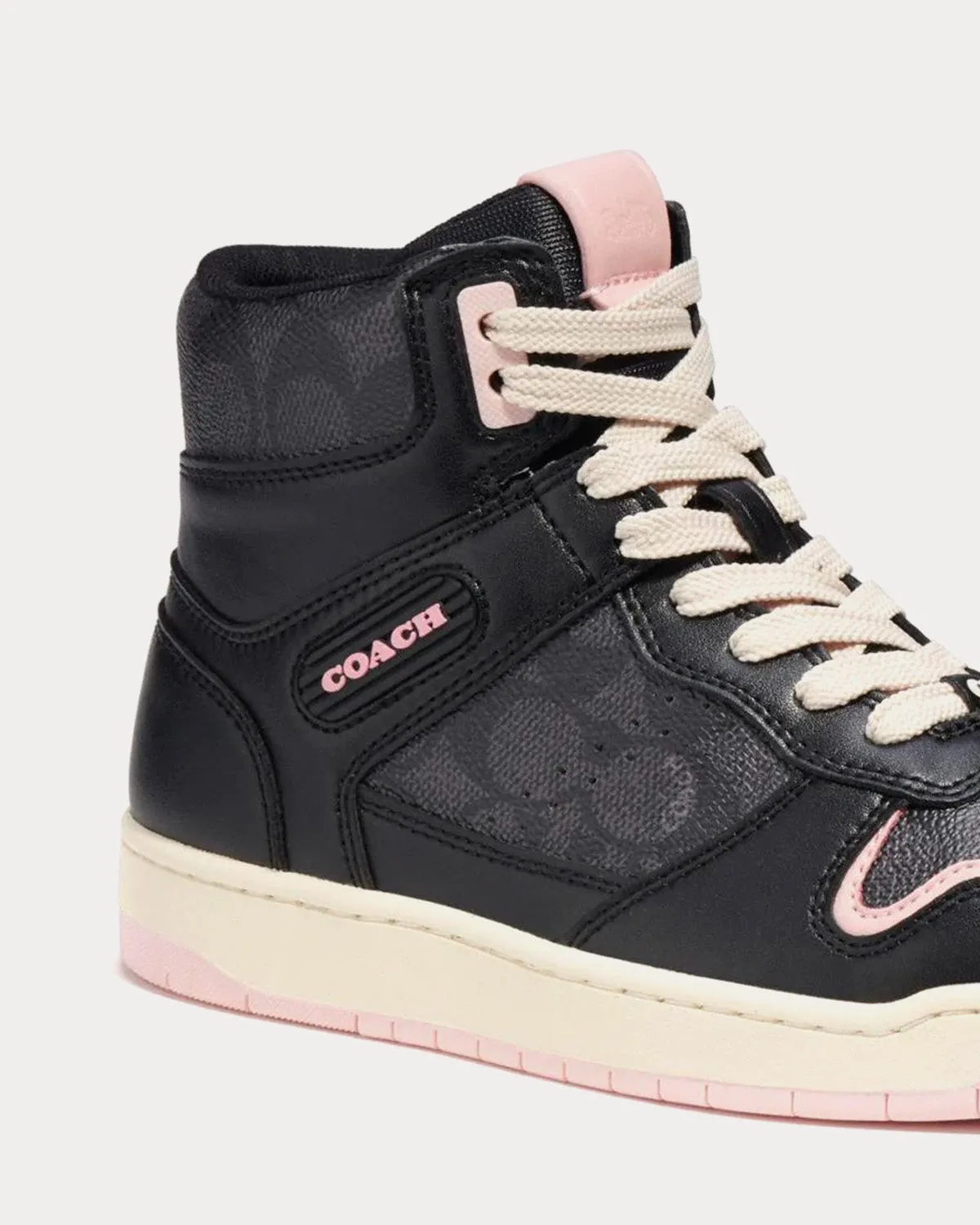 Retro Signature Canvas & Leather Black High Top Sneakers