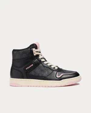 Retro Signature Canvas & Leather Black High Top Sneakers