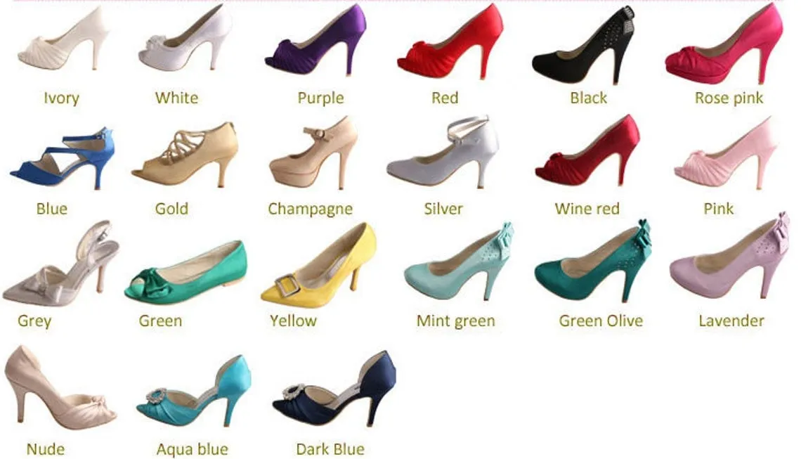 Satin Court Shoe with Designer Square Crystal Decoration - Other Colours
