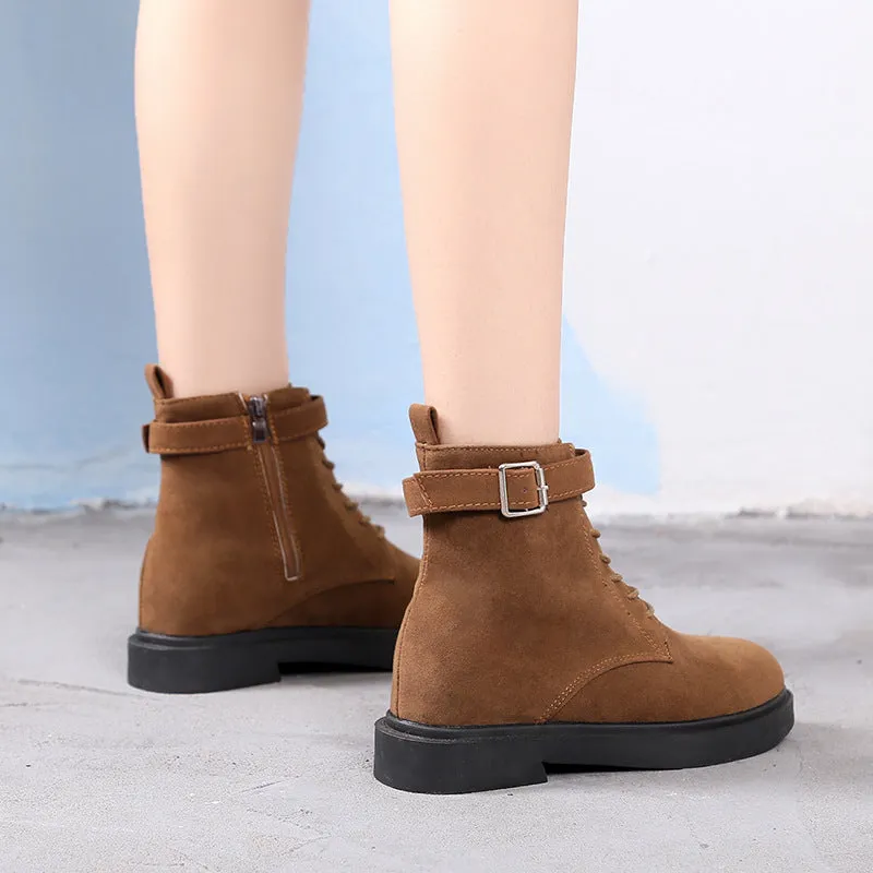 SH300 - Korean Suede Lace Up Boots