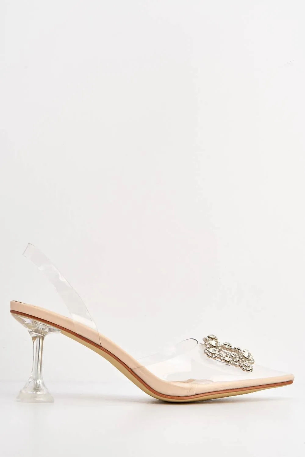 Shinna Slingback Spool Heel Court Shoes in Nude