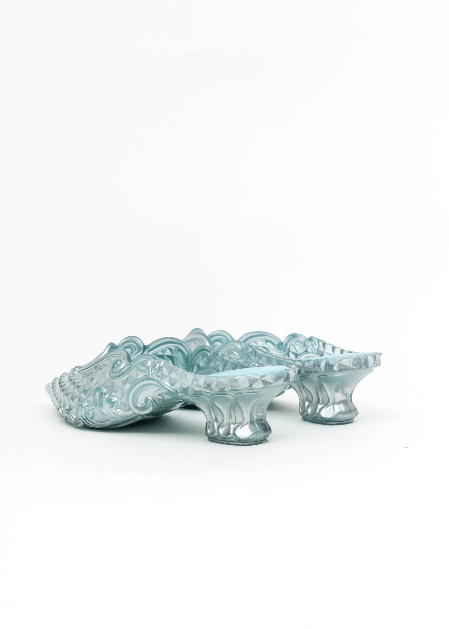 Silver And Blue Melissa Edition Jelly Point Mules