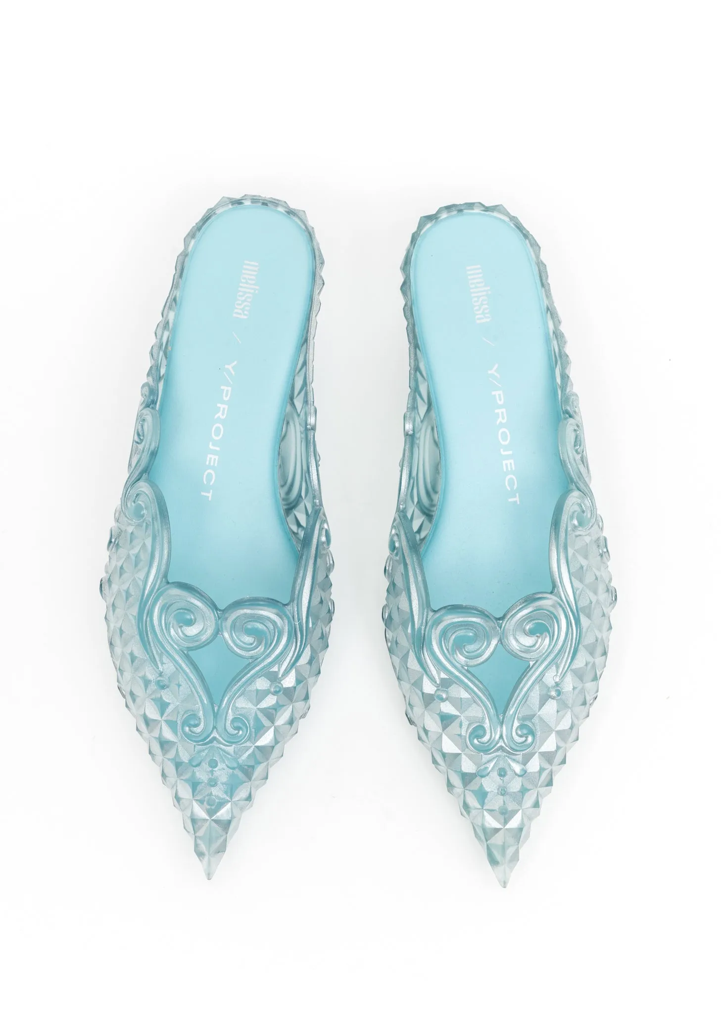 Silver And Blue Melissa Edition Jelly Point Mules