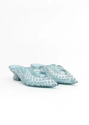 Silver And Blue Melissa Edition Jelly Point Mules
