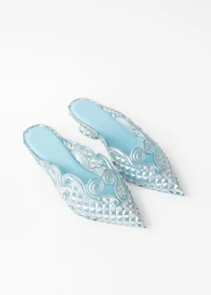 SILVER / BLUE MELISSA POINT MULE