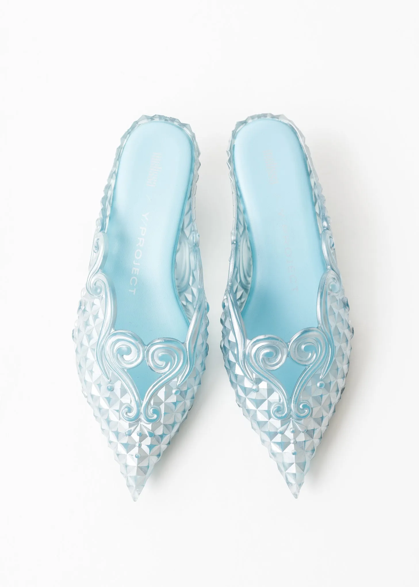 SILVER / BLUE MELISSA POINT MULE