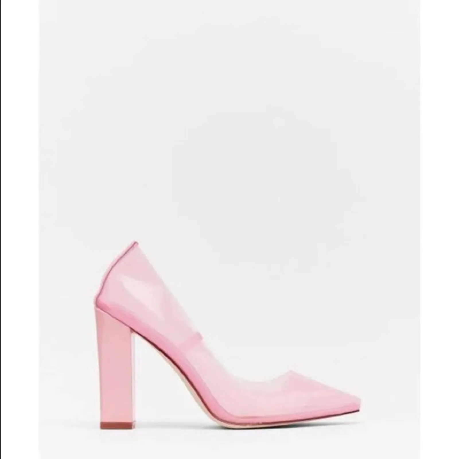 Size 6 Nasty Gal Pink Clear Almond Block Court Heels
