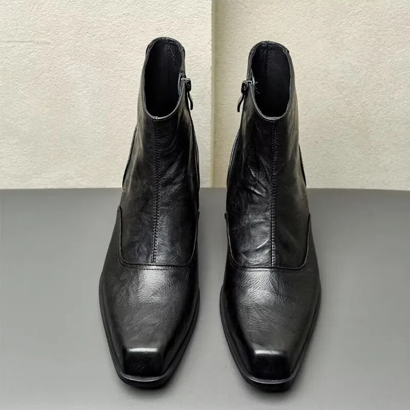 Sleek Edge Pointed Toe Ankle Boots