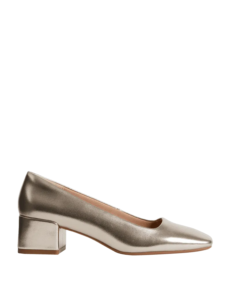 Slip On Block Heel Court Shoes