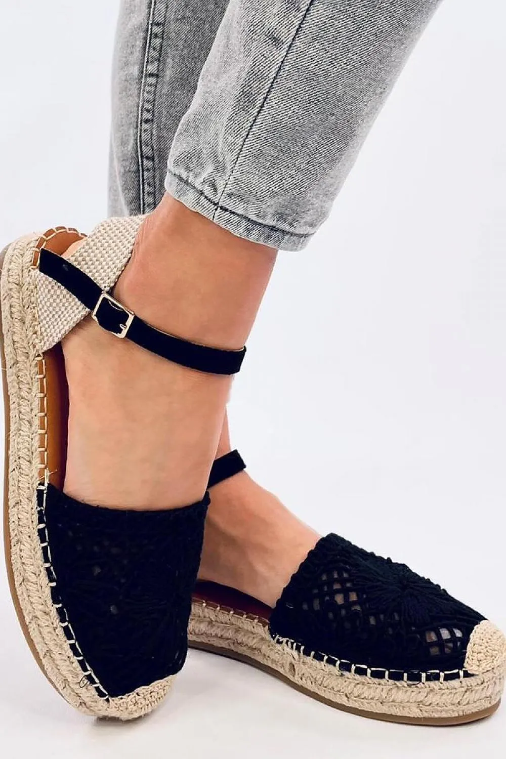 TEEK - Black Bloom Knit Espadrilles Sandals