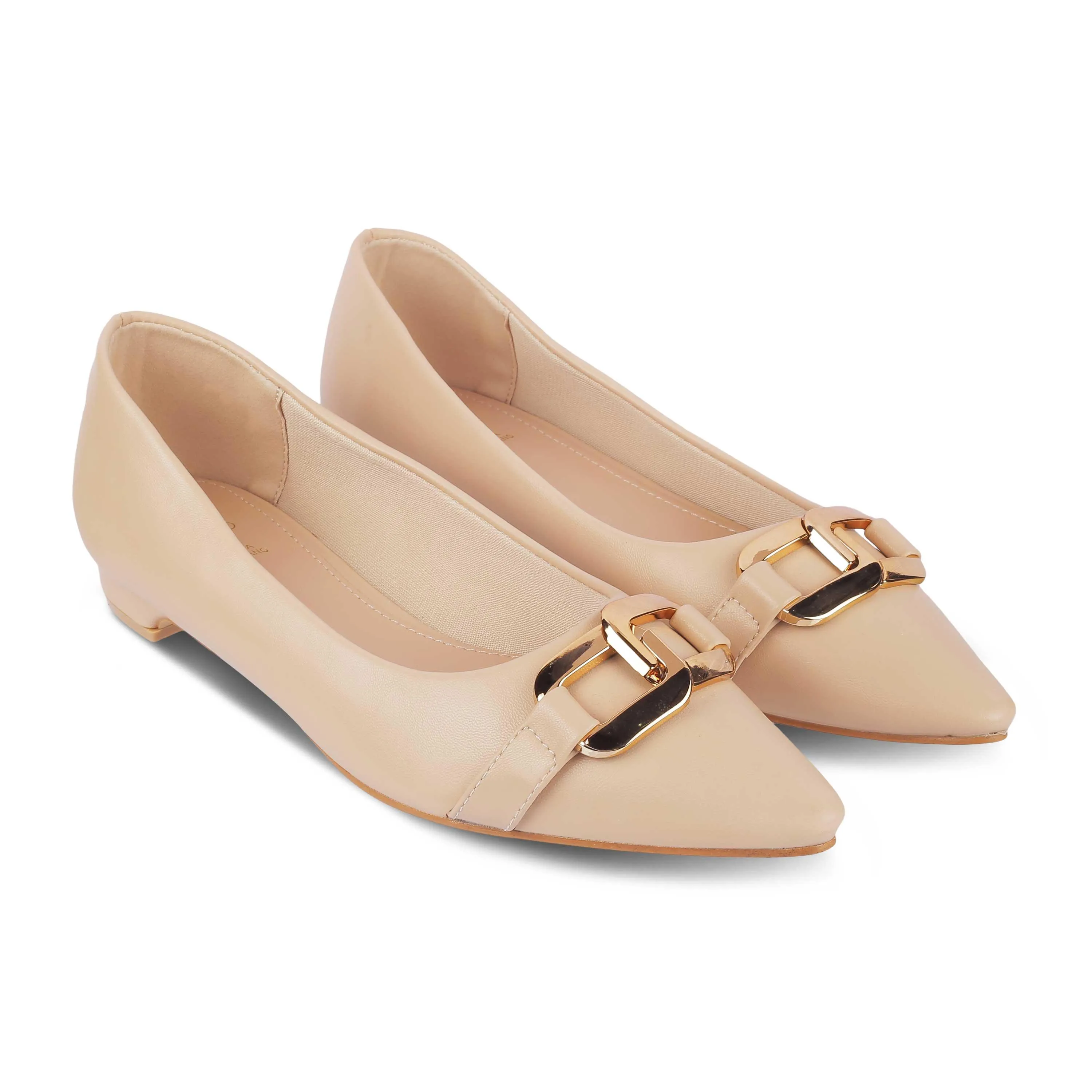 Tresmode Champs Beige Women's Dress Ballerinas