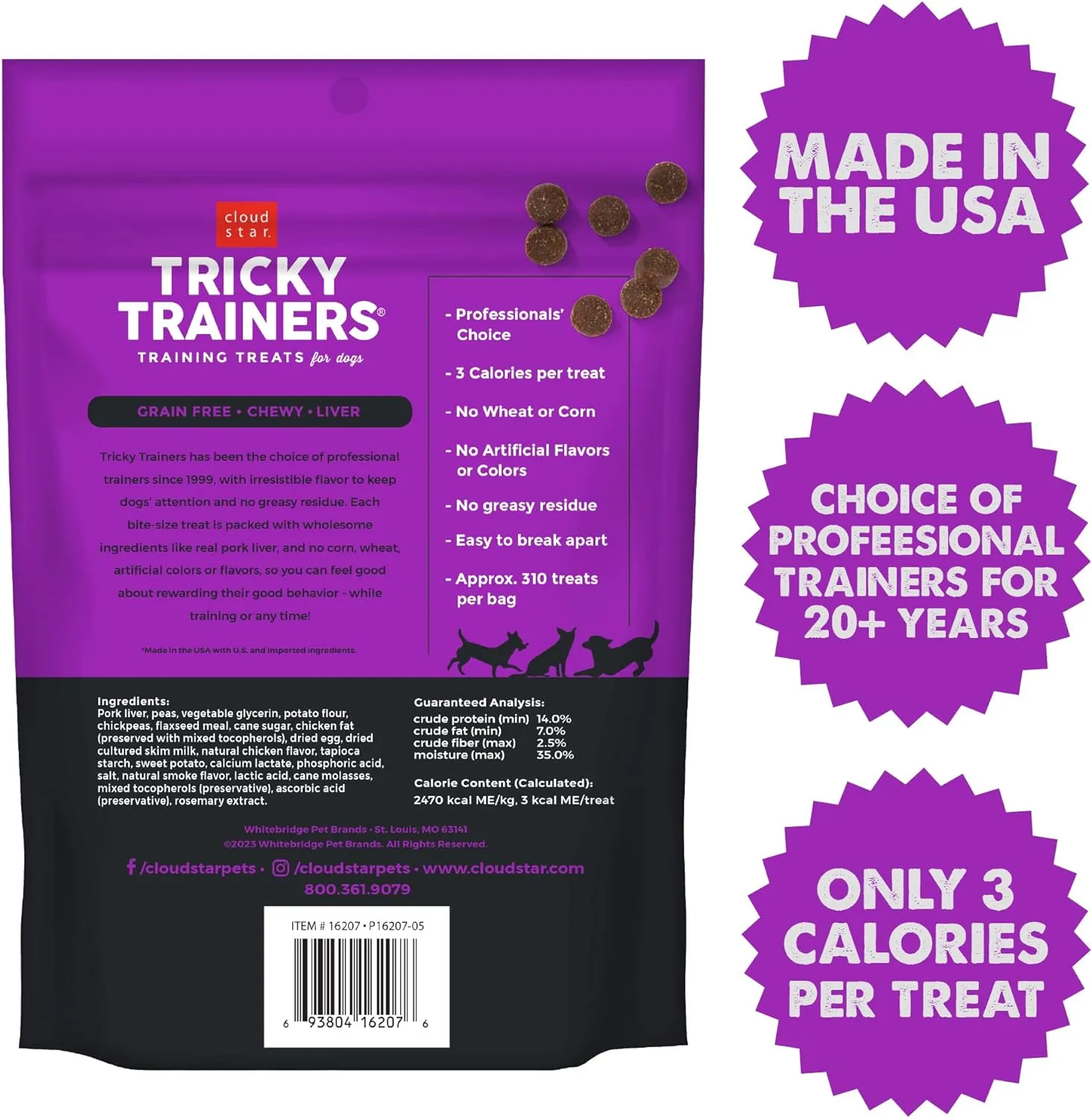 Tricky Trainers Grain Free Soft & Chewy Dog Treats with Liver - 12oz