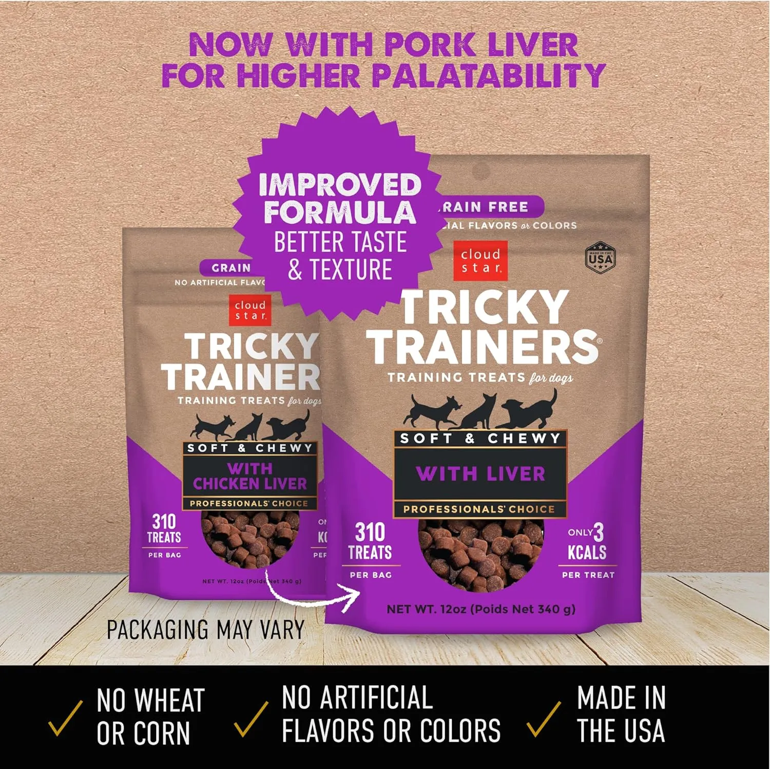 Tricky Trainers Grain Free Soft & Chewy Dog Treats with Liver - 12oz